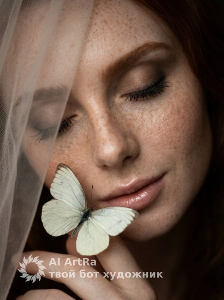 Кинематографичная фотосессия с бабочкой в крупном плане