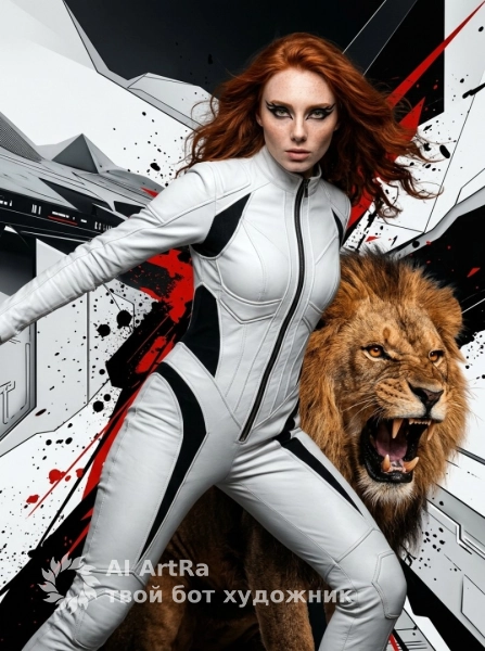 Фотосессия с львом в стиле футуристического гламура