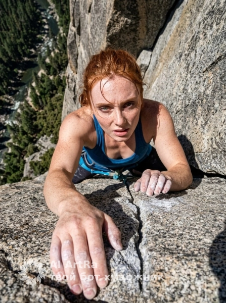 Фотосессия скалолазки с видом сверху