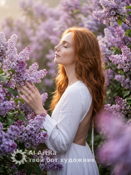 Утренний туман и сиреневые цветы - 