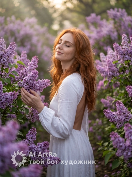 Утренний туман и сиреневые цветы - 