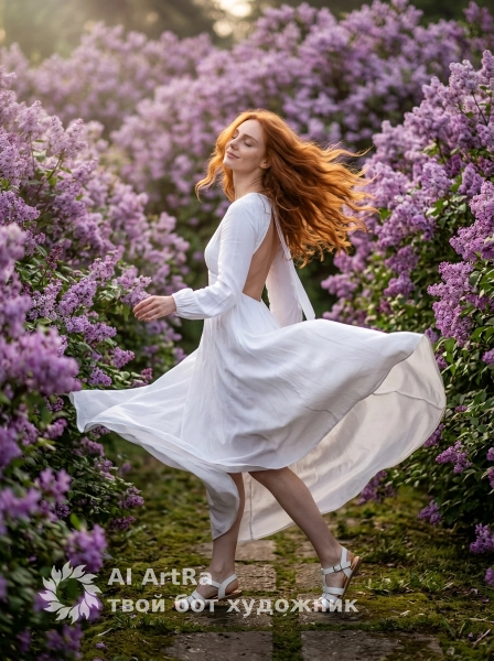 Утренний туман и сиреневые цветы - 