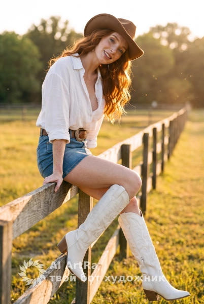 Фотосессия на деревянном заборе ранчо - 